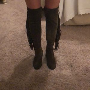 Stuart Weitzman OTK boots with fringe